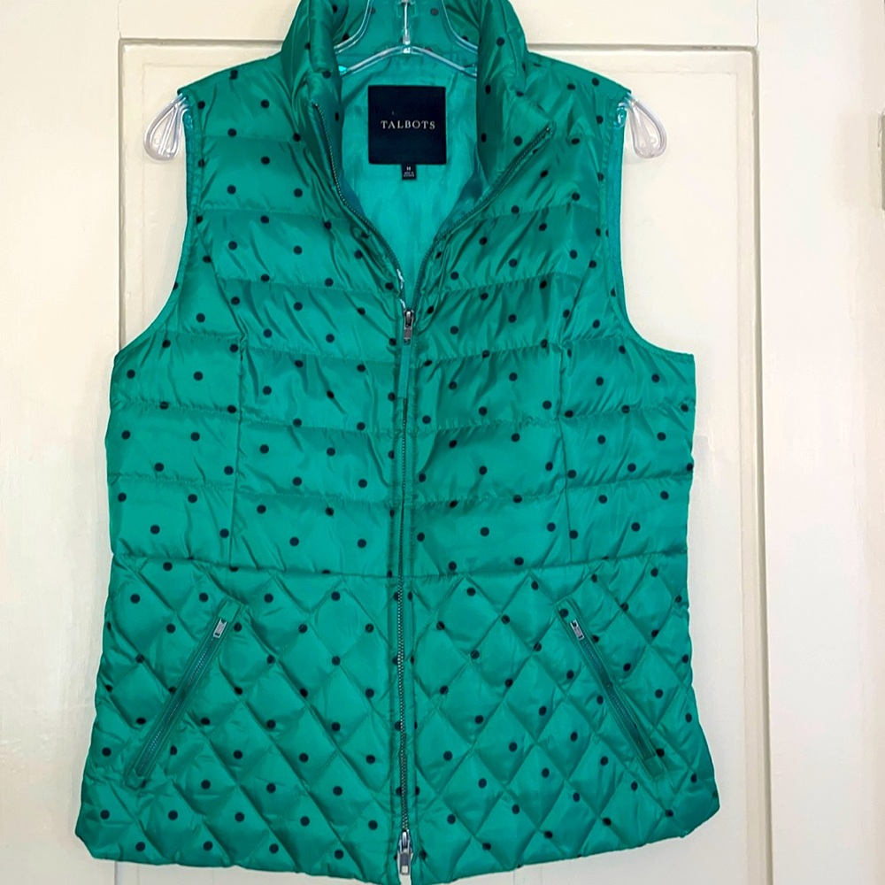 Talbot green/ black polka dot vest, size M